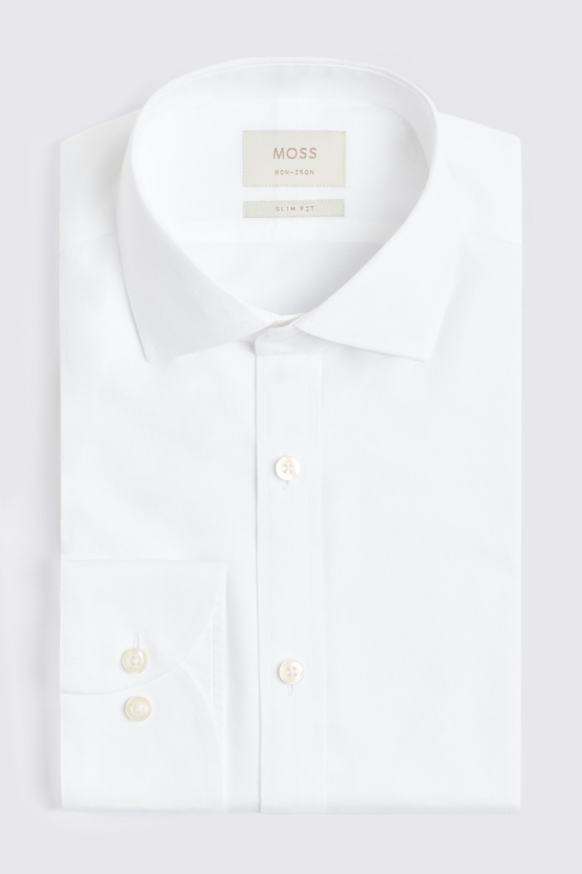 Slim Fit White Royal Oxford Non-Iron Cotton Shirt