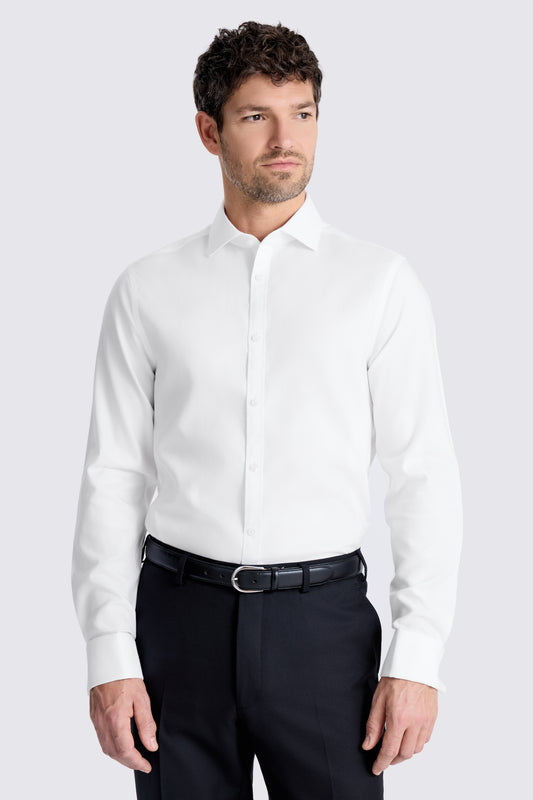Slim Fit White Royal Oxford Non-Iron Cotton Shirt