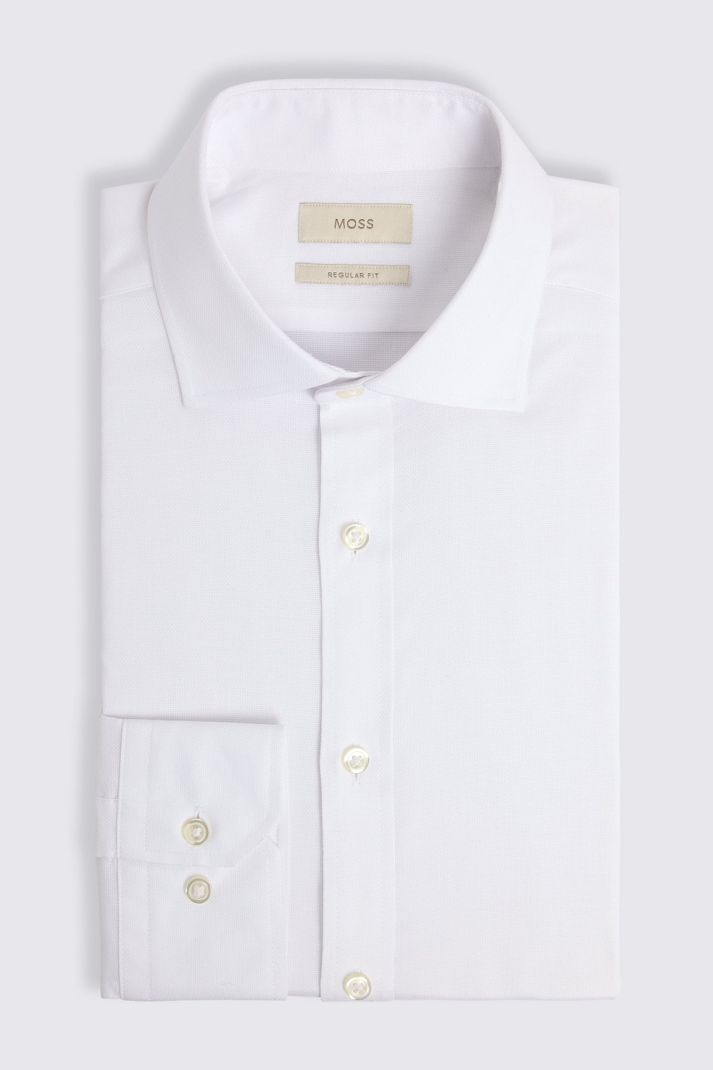 Regular Fit White Dobby Stretch Shirt