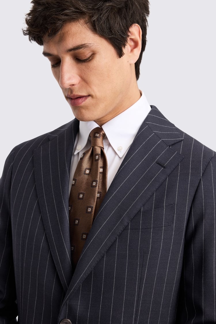 Italian Tailored Fit Navy Stripe Suit
