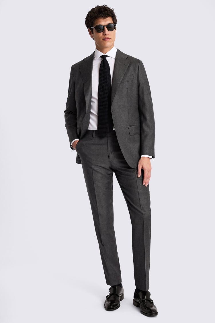 Italian Tailored Fit Charcoal Twill Suit
