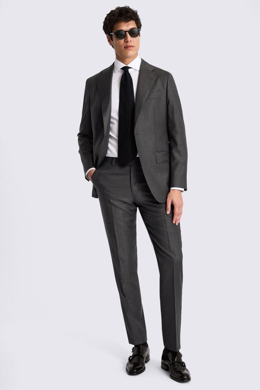 Italian Tailored Fit Charcoal Twill Suit