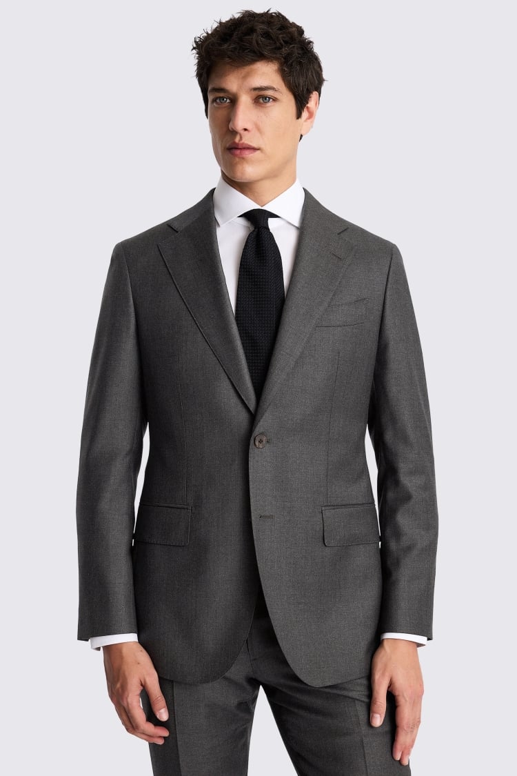 Italian Tailored Fit Charcoal Twill Suit