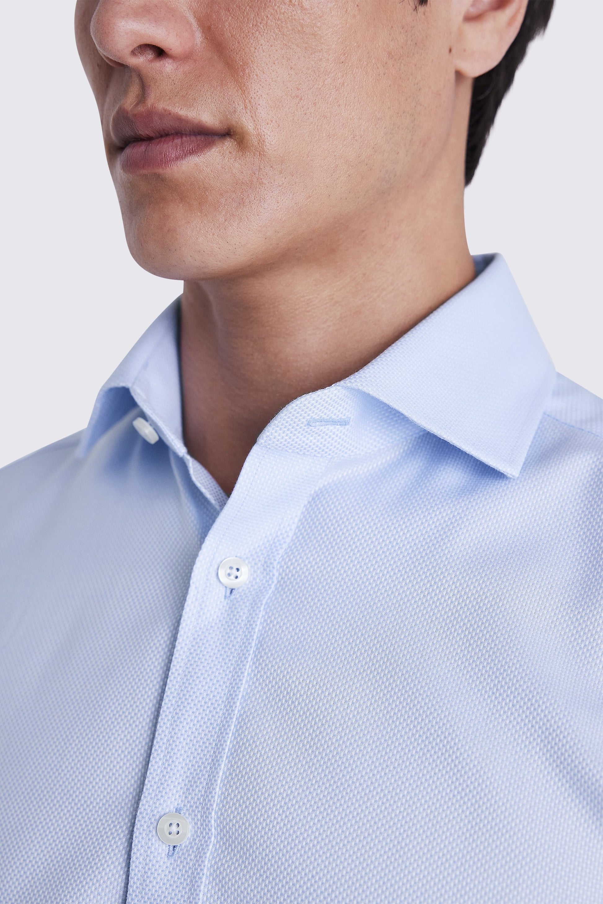 Tailored Fit Sky Blue Cotton Dobby Shirt
