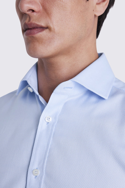 Tailored Fit Sky Blue Cotton Dobby Shirt