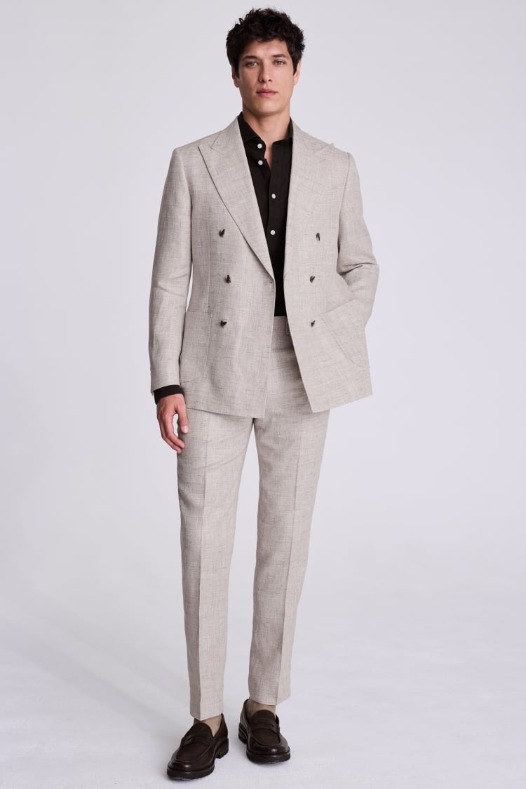 Tailored Fit Light Neutral Linen Suit
