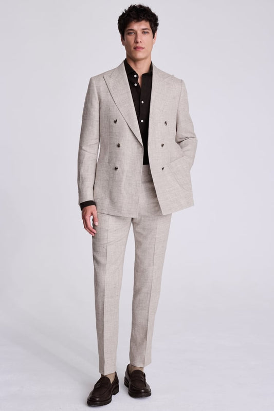 Tailored Fit Light Neutral Linen Suit