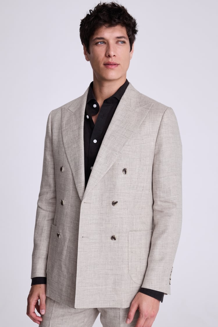 Tailored Fit Light Neutral Linen Suit