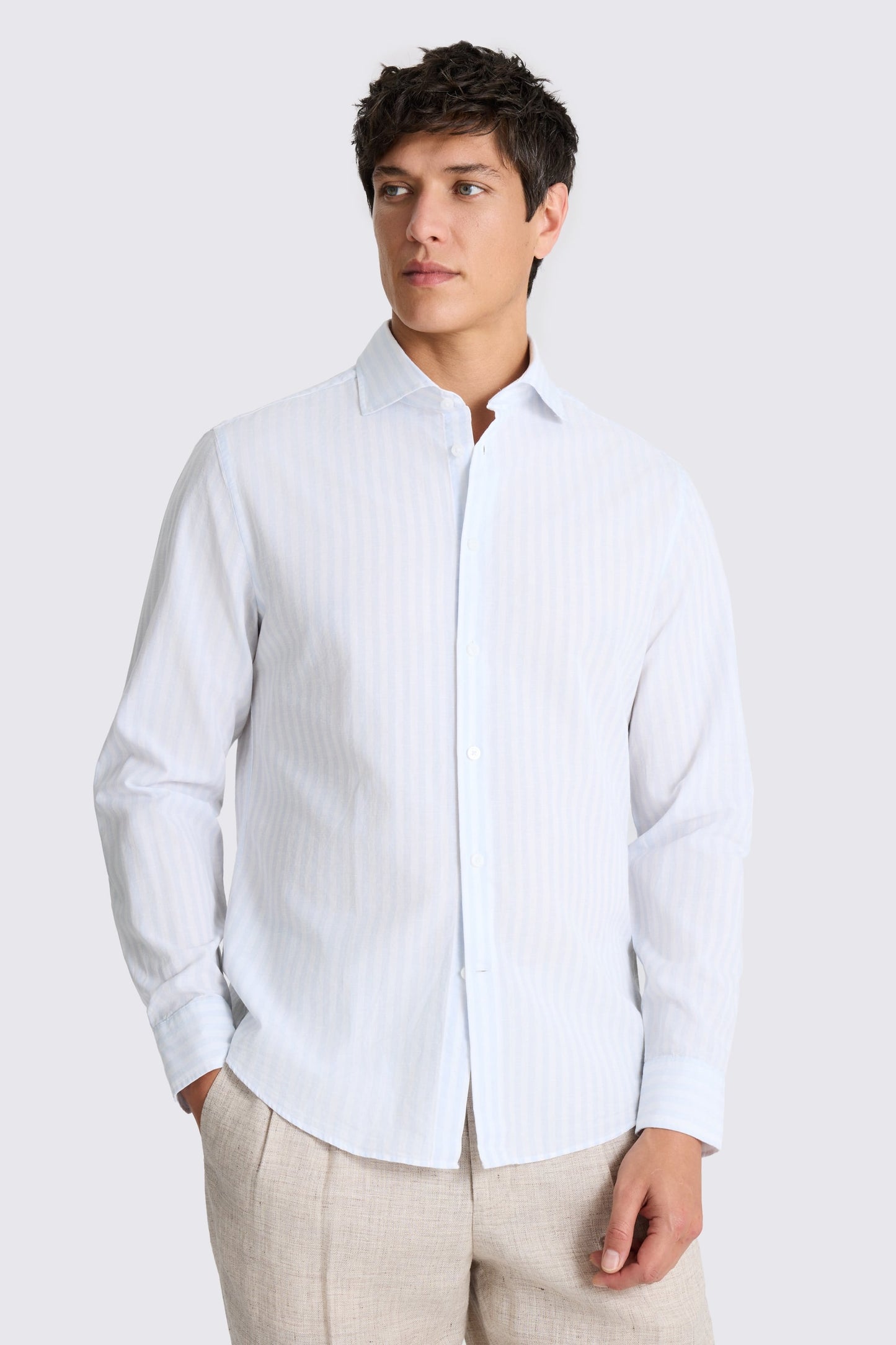 Blue Bengal Cotton Linen Stripe Shirt