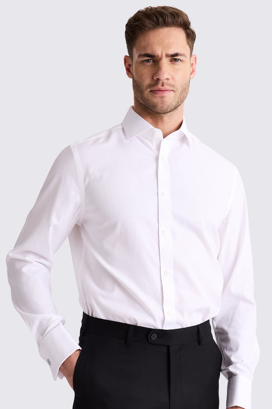 Tailored Fit White Pinpoint Oxford Non-Iron Cotton Shirt