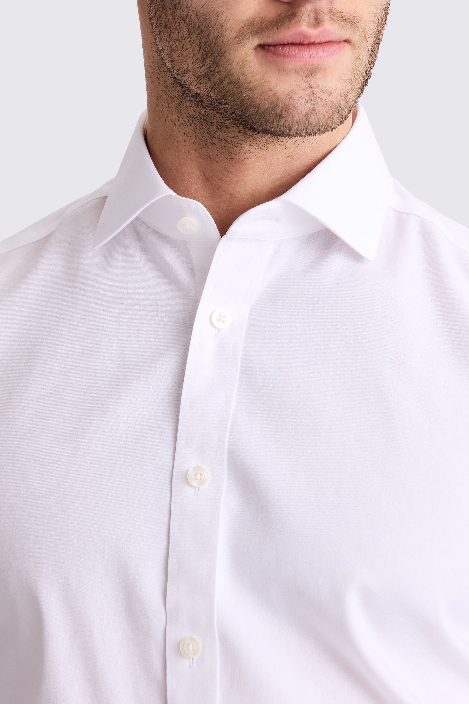 Tailored Fit White Pinpoint Oxford Non-Iron Cotton Shirt