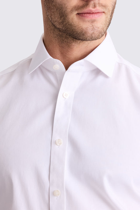 Tailored Fit White Pinpoint Oxford Non-Iron Cotton Shirt