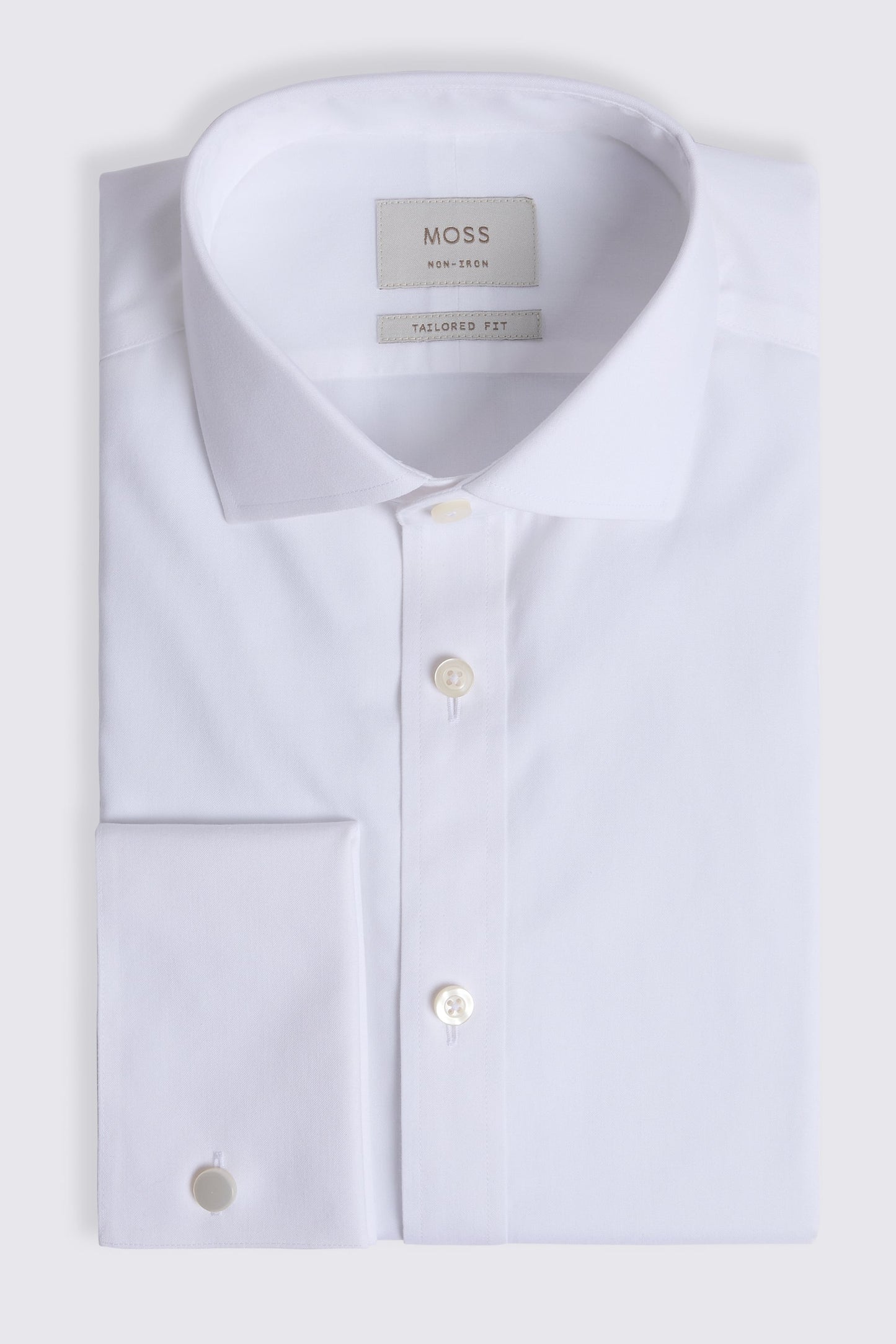 Tailored Fit White Pinpoint Oxford Non-Iron Cotton Shirt