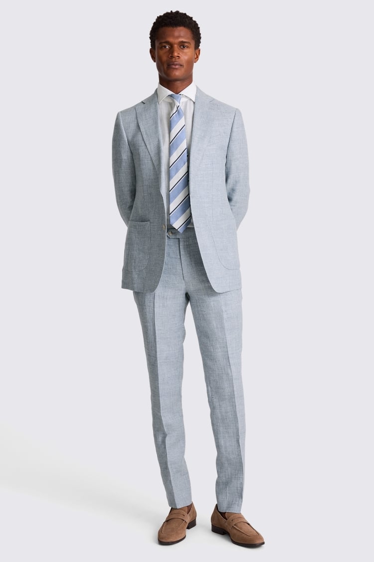 Tailored Fit Light Blue Linen Suit
