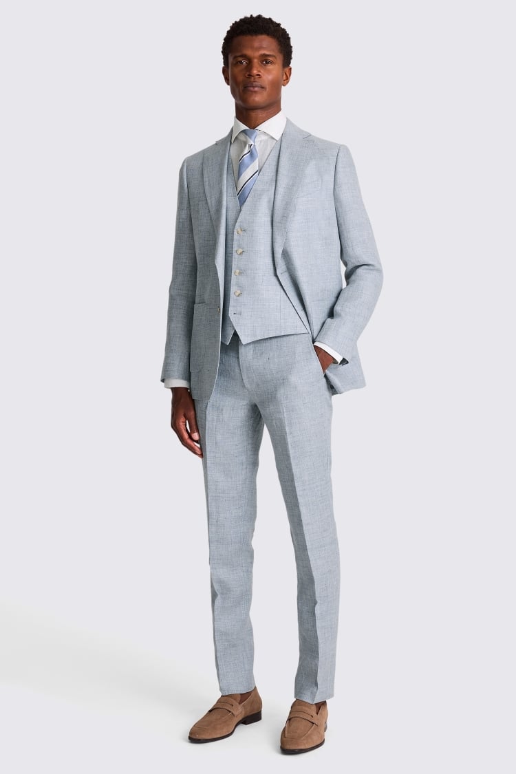 Tailored Fit Light Blue Linen Suit