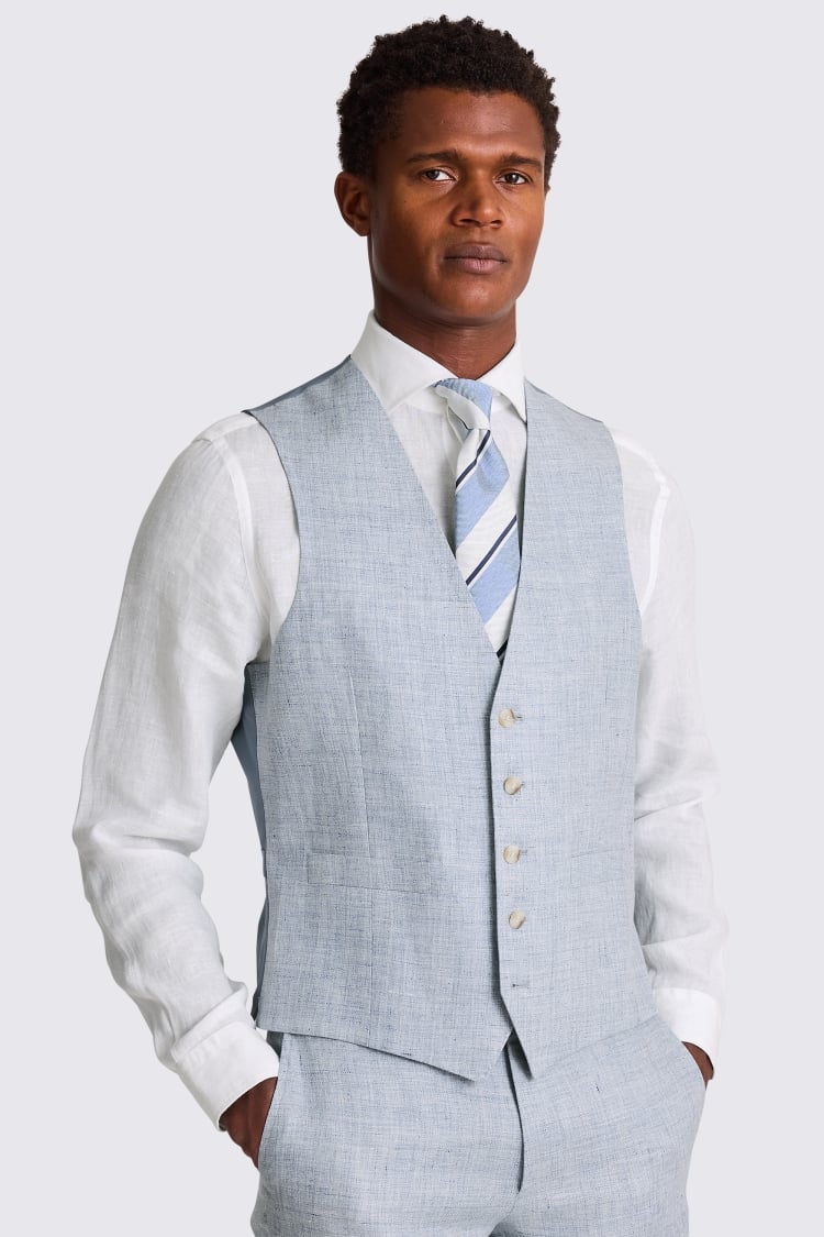 Tailored Fit Light Blue Linen Suit