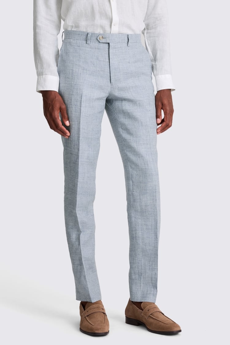 Tailored Fit Light Blue Linen Suit