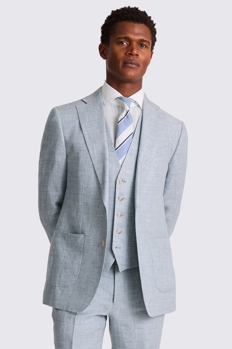 Tailored Fit Light Blue Linen Suit