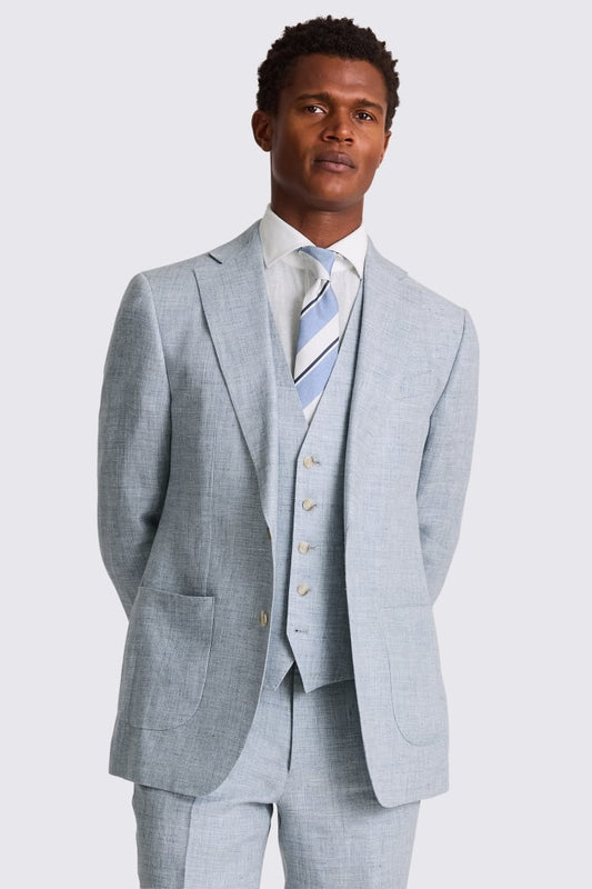 Tailored Fit Light Blue Linen Suit