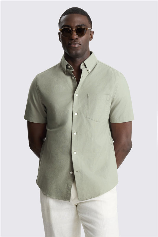 Sage Short Sleeve Cotton Oxford Shirt