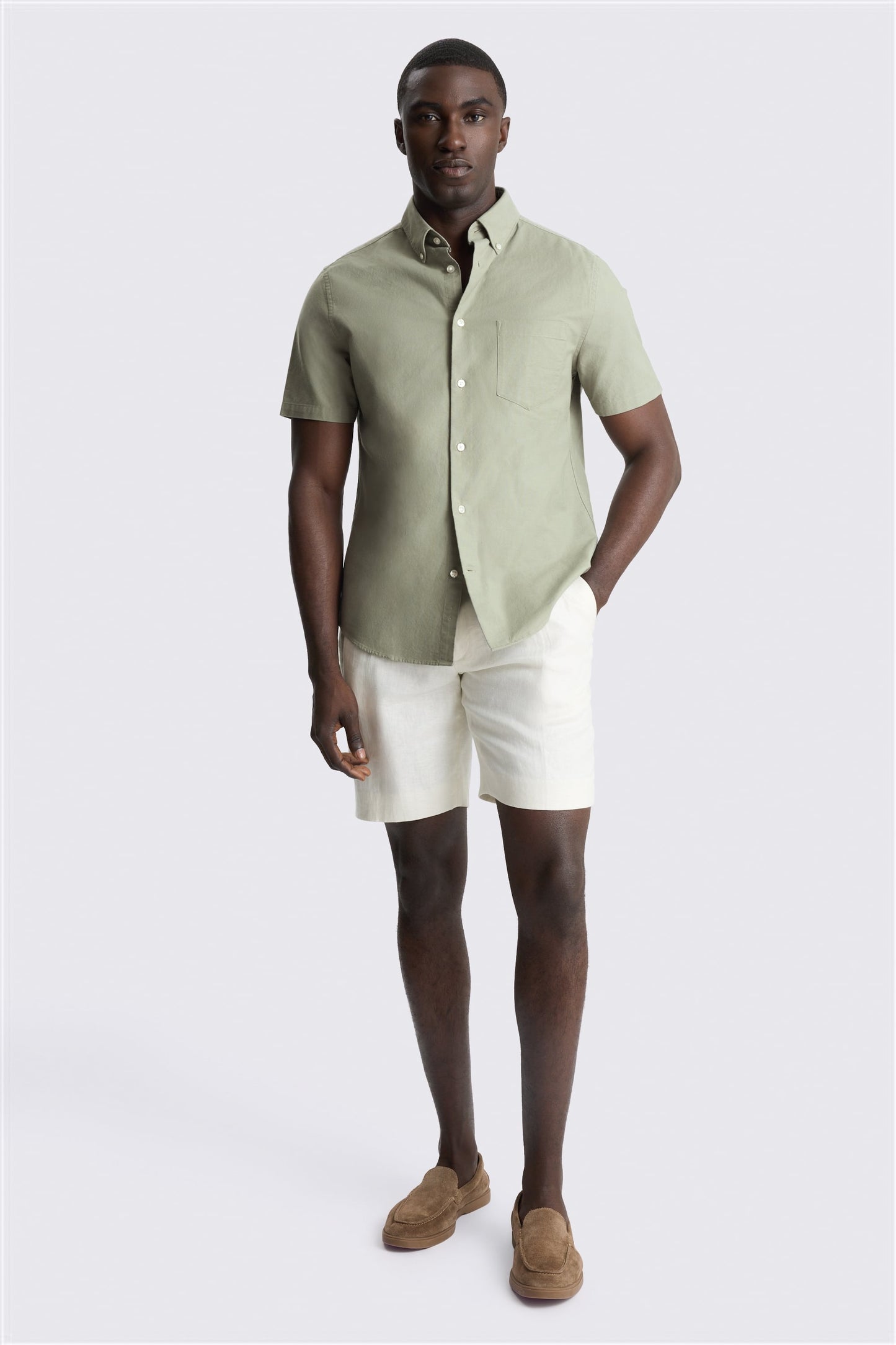 Sage Short Sleeve Cotton Oxford Shirt