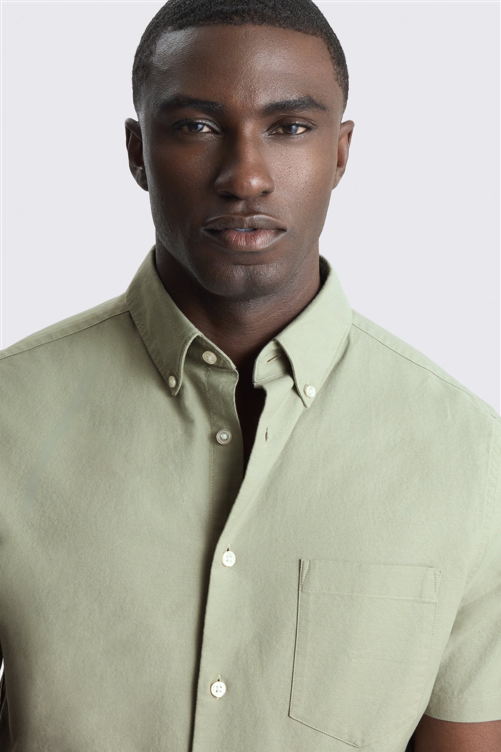 Sage Short Sleeve Cotton Oxford Shirt