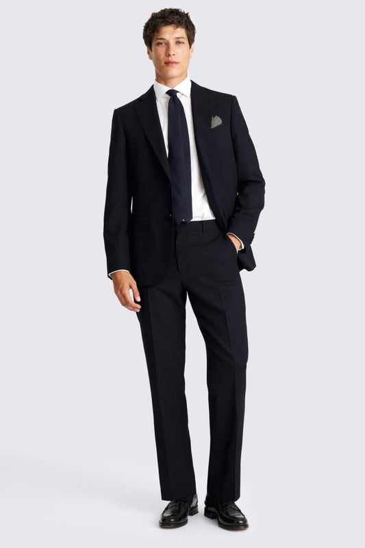 Regular Fit Half Canvas Navy Check Suit