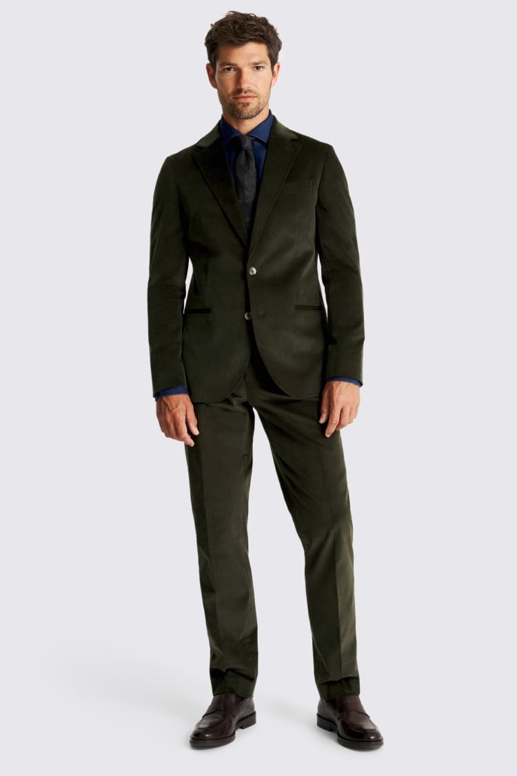Tailored Fit Dark Green Corduroy Suit