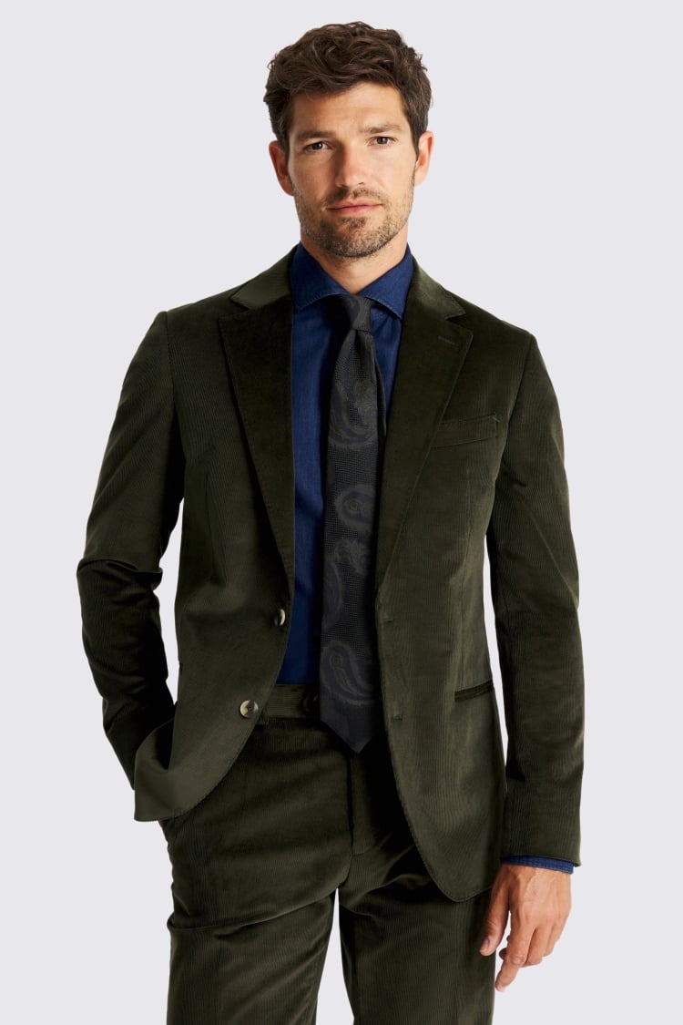 Tailored Fit Dark Green Corduroy Suit