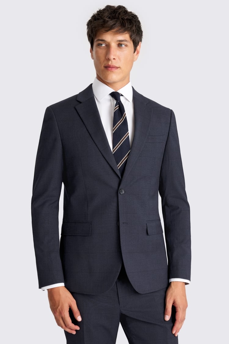 Slim Fit Blue Check Suit