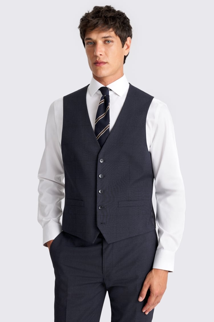 Slim Fit Blue Check Suit