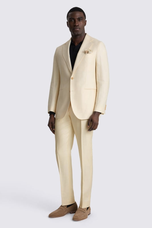 Italian Tailored Fit Off White Twill Suit