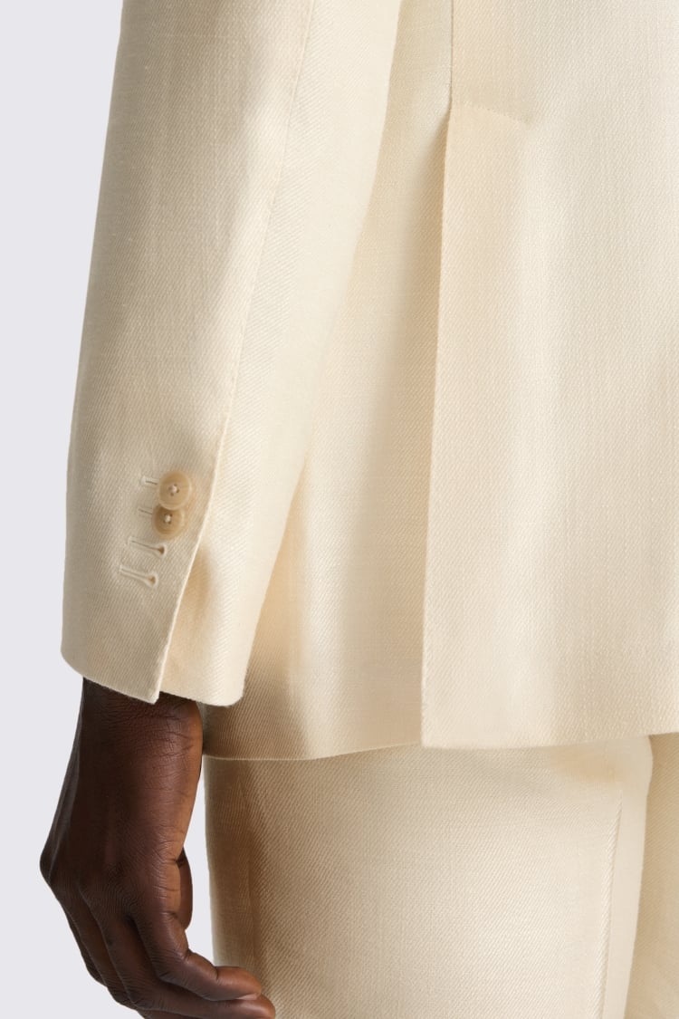 Italian Tailored Fit Off White Twill Suit