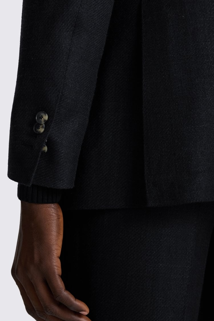 Italian Tailored Fit Black Twill Suit
