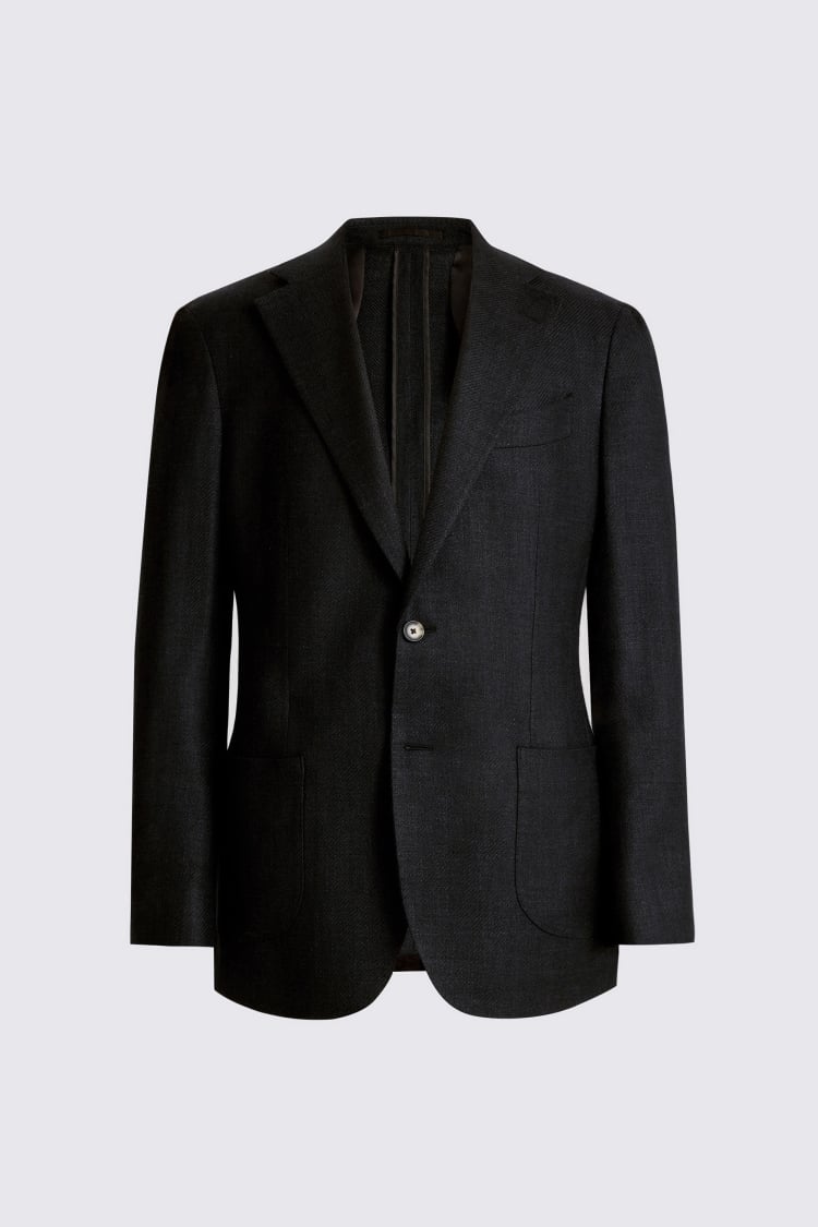 Italian Tailored Fit Black Twill Suit