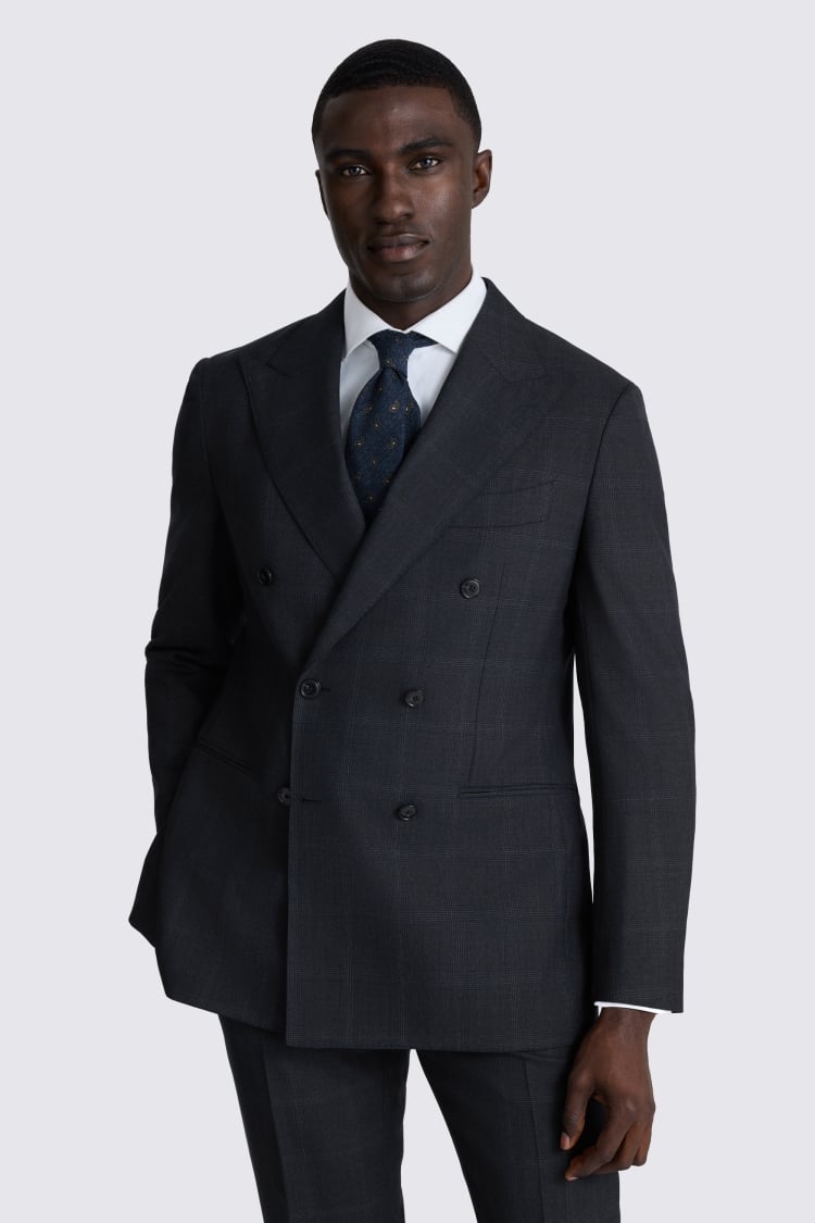 Italian Tailored Fit Navy Check Suit