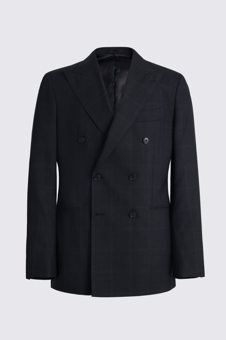 Italian Tailored Fit Navy Check Suit