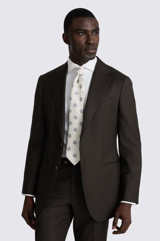 Italian Tailored Fit Brown Twill Suit