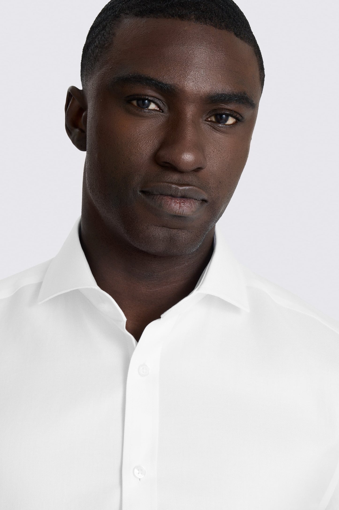 Tailored Fit White Cotton Twill Shirt
