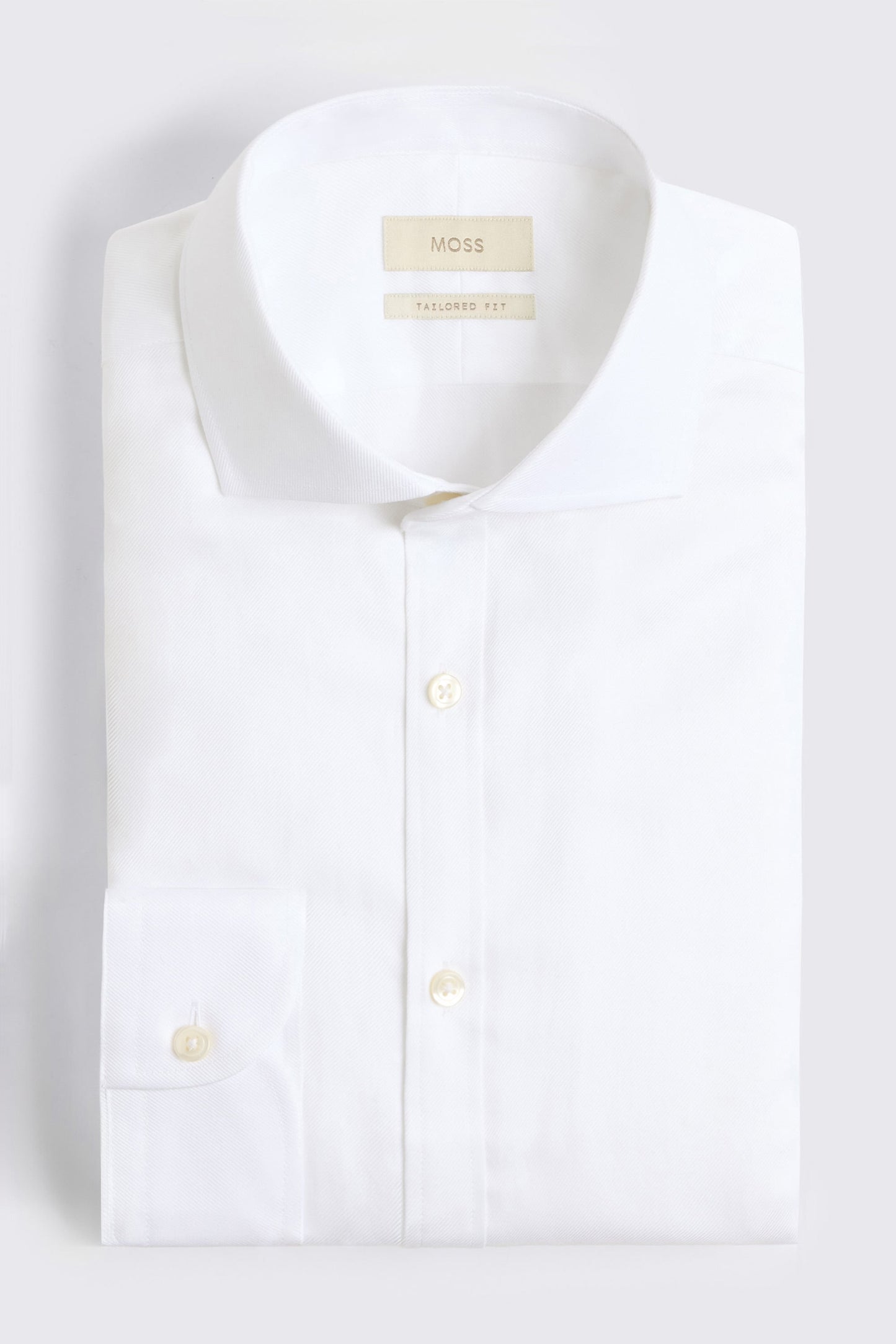 Tailored Fit White Cotton Twill Shirt