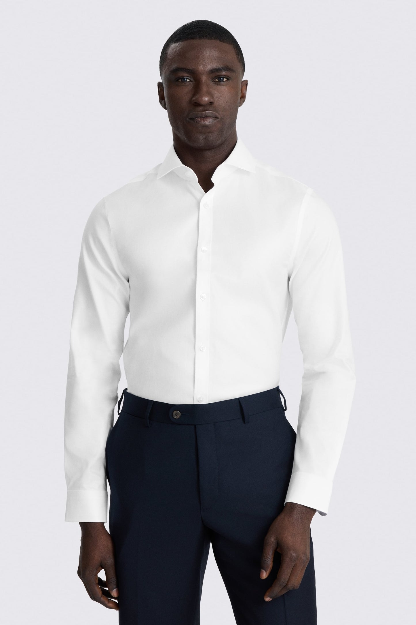 Slim Fit White Cotton Twill Shirt