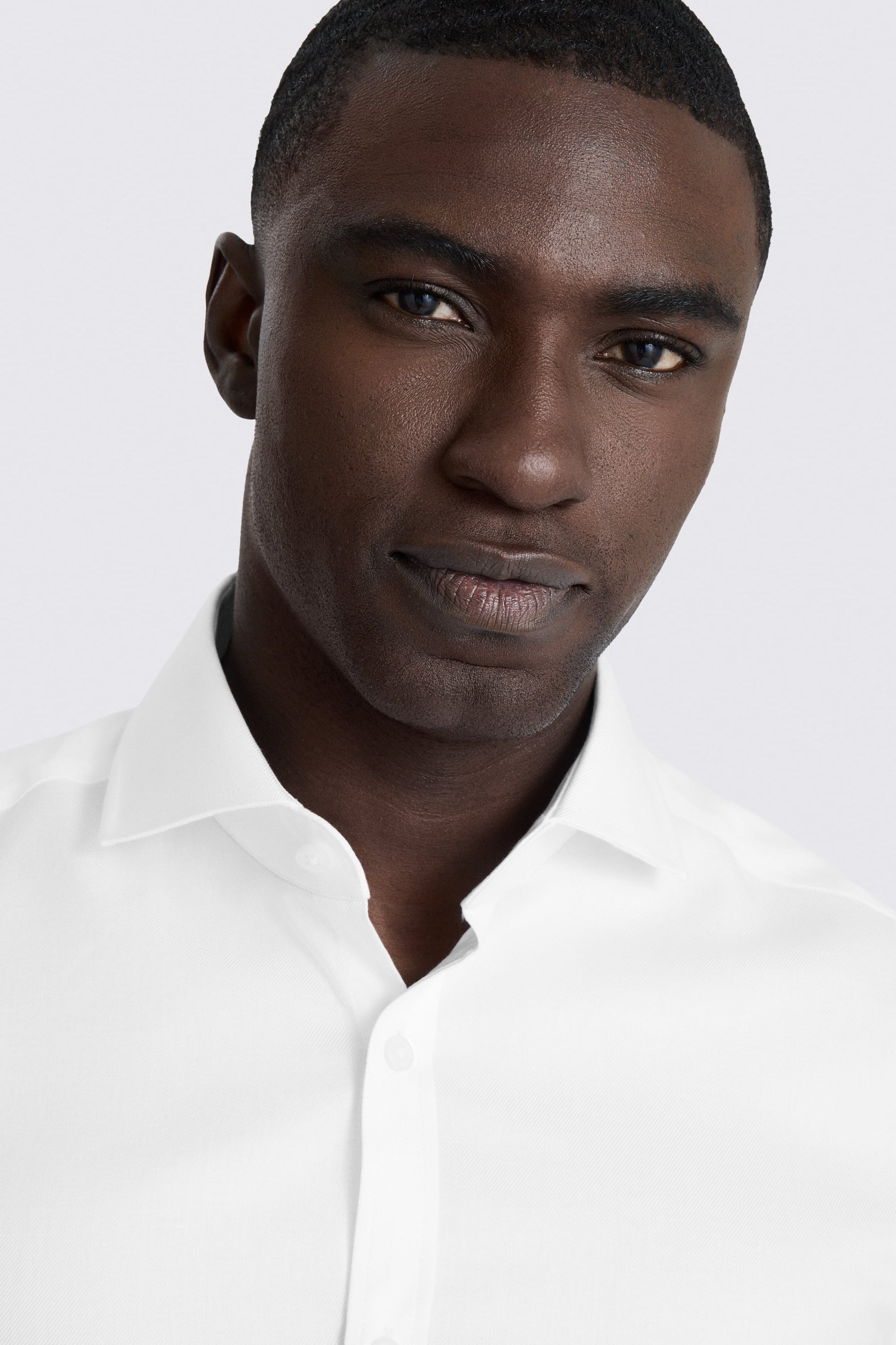 Slim Fit White Cotton Twill Shirt