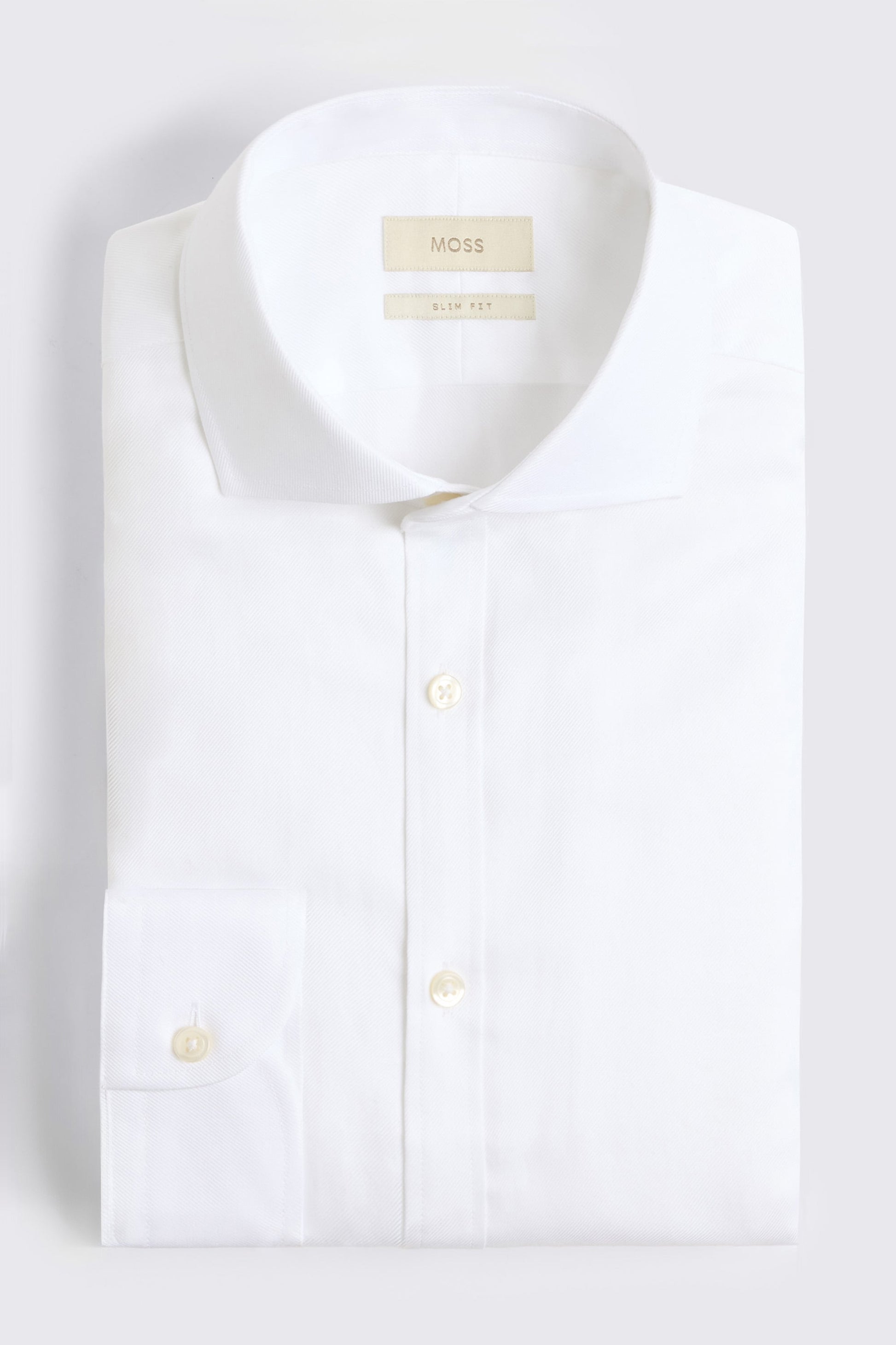 Slim Fit White Cotton Twill Shirt