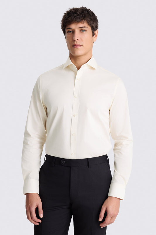 Tailored Fit Off-White Stretch Shirt