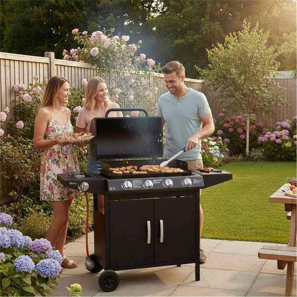 George Foreman 4 Burner BBQ with sideplate