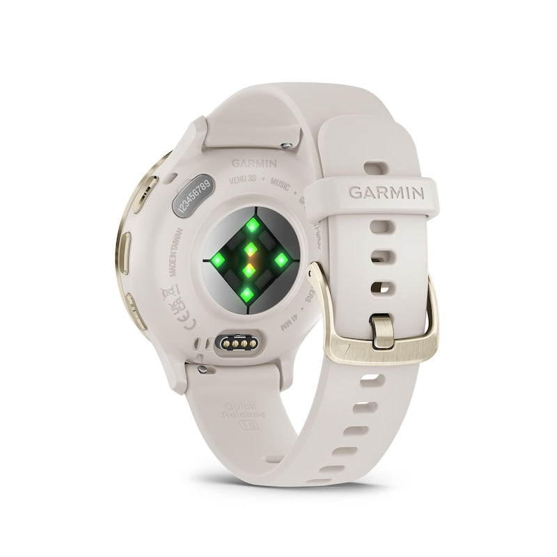 Garmin Venu 3S Women's Ivory And Soft Gold Silicone Strap Smartwatch