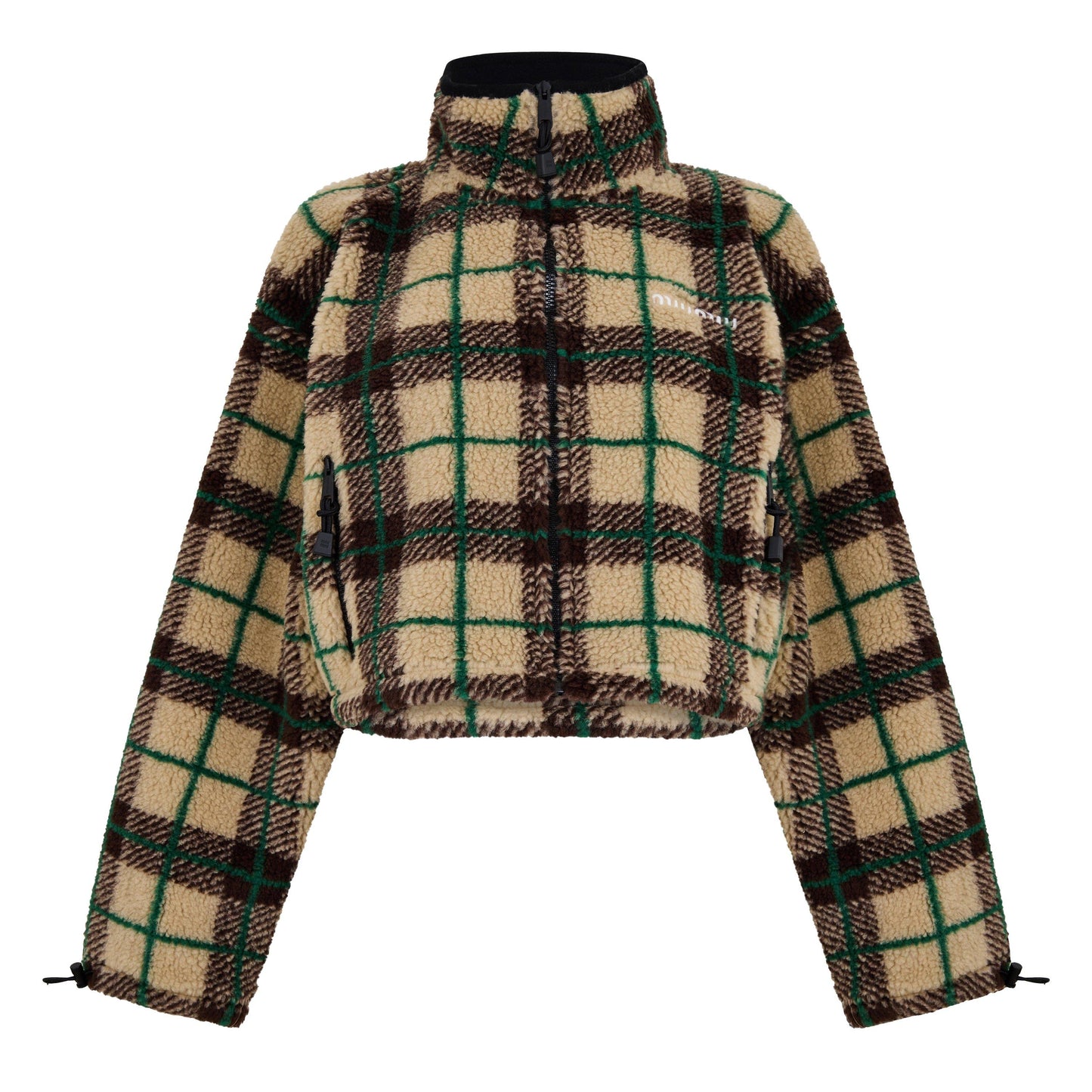 Miu Miu Checked teddy jacket with zipper