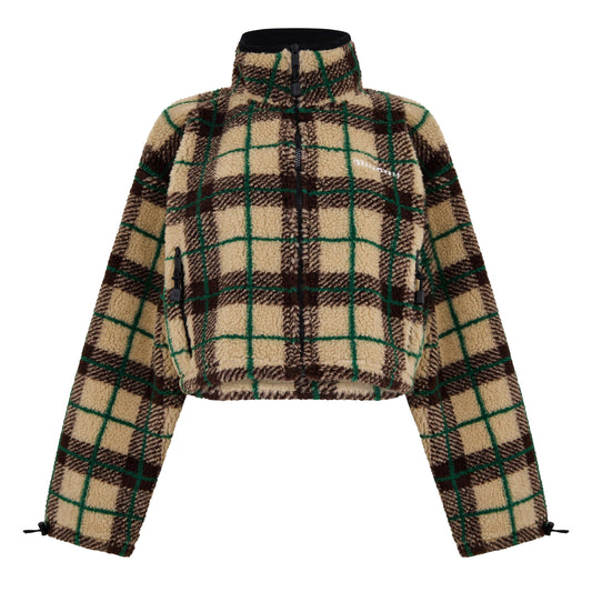 Miu Miu Checked teddy jacket with zipper