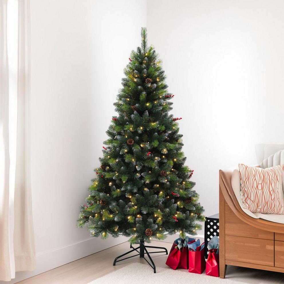 7ft Pre Lit Green Cones Christmas Tree