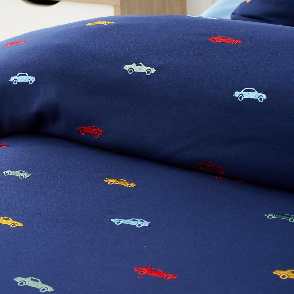 Embroidered Cars Soft Microfibre Duvet Cover Set